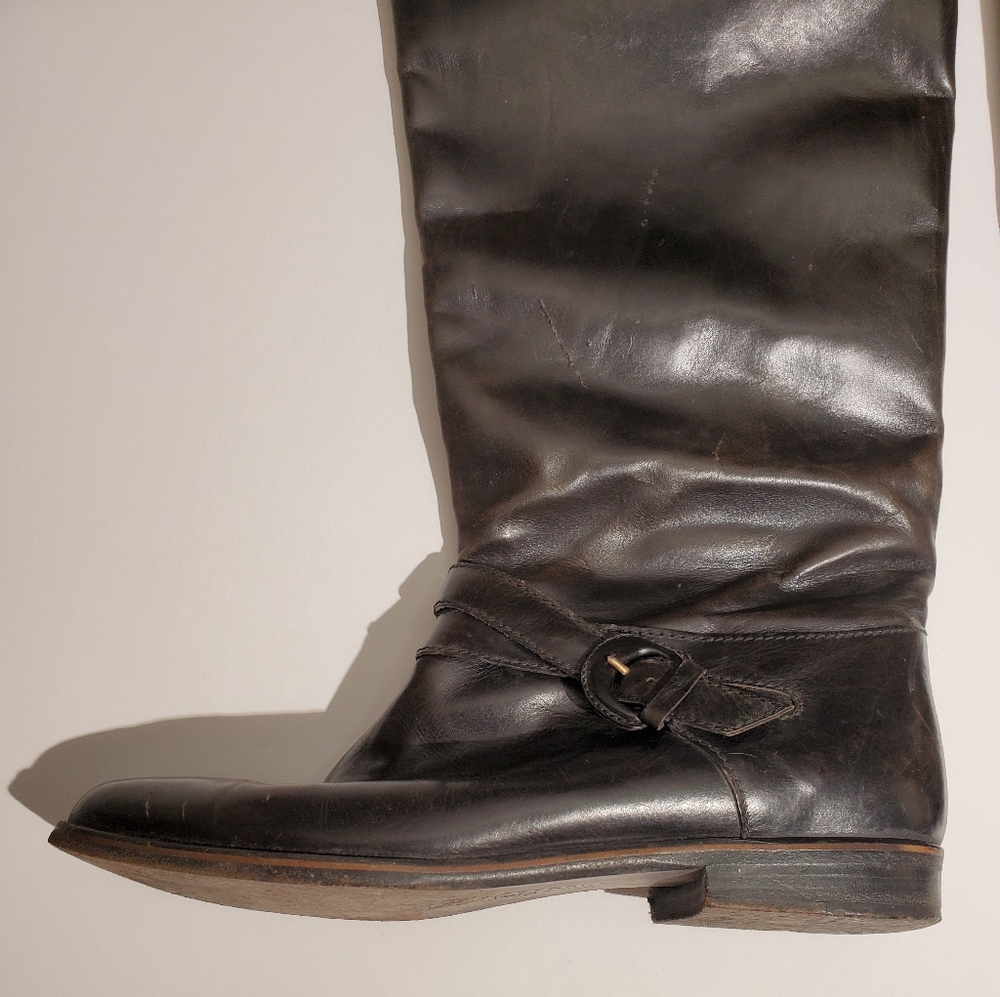 Vintage Joan and David Black Leather Boots Size 7